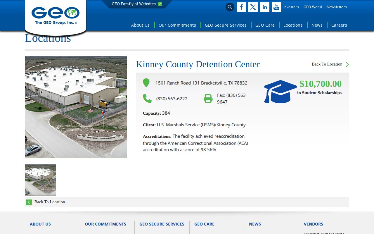 Kinney County Detention Center custody-record source for Spofford arrests